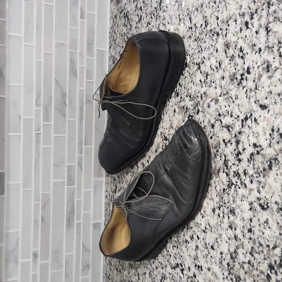 Gray Belvedere Genuine Ostrich Skin Oxford Dress Shoes sz 13 M made in Italy - Picture 1 of 7